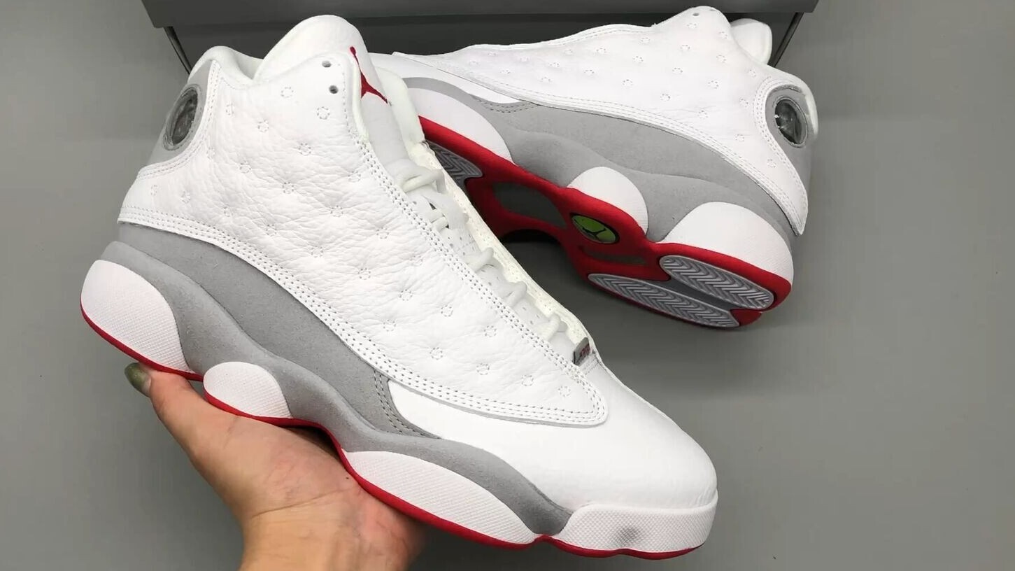 grey and white jordan 13s